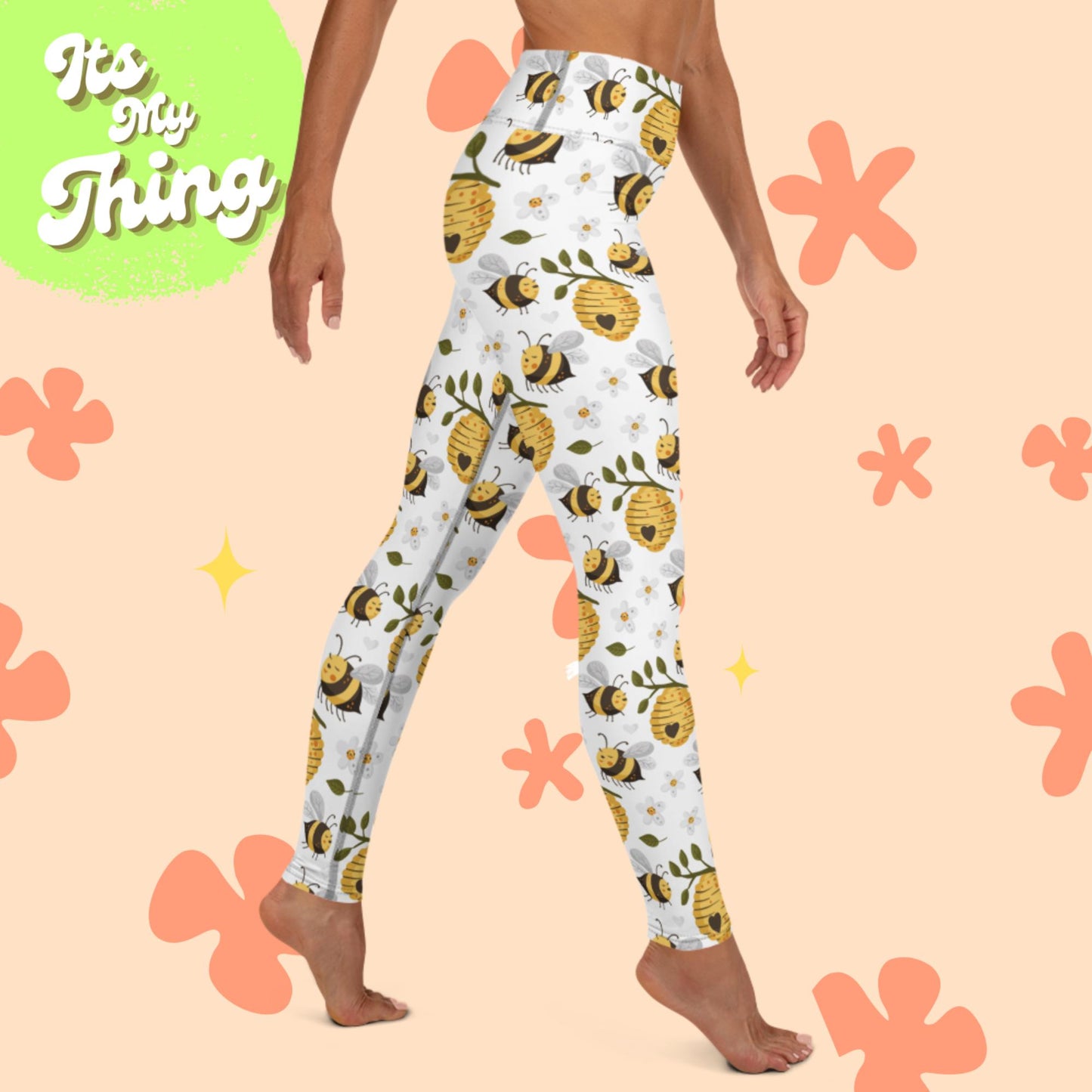 Heart Beehive Yoga Leggings