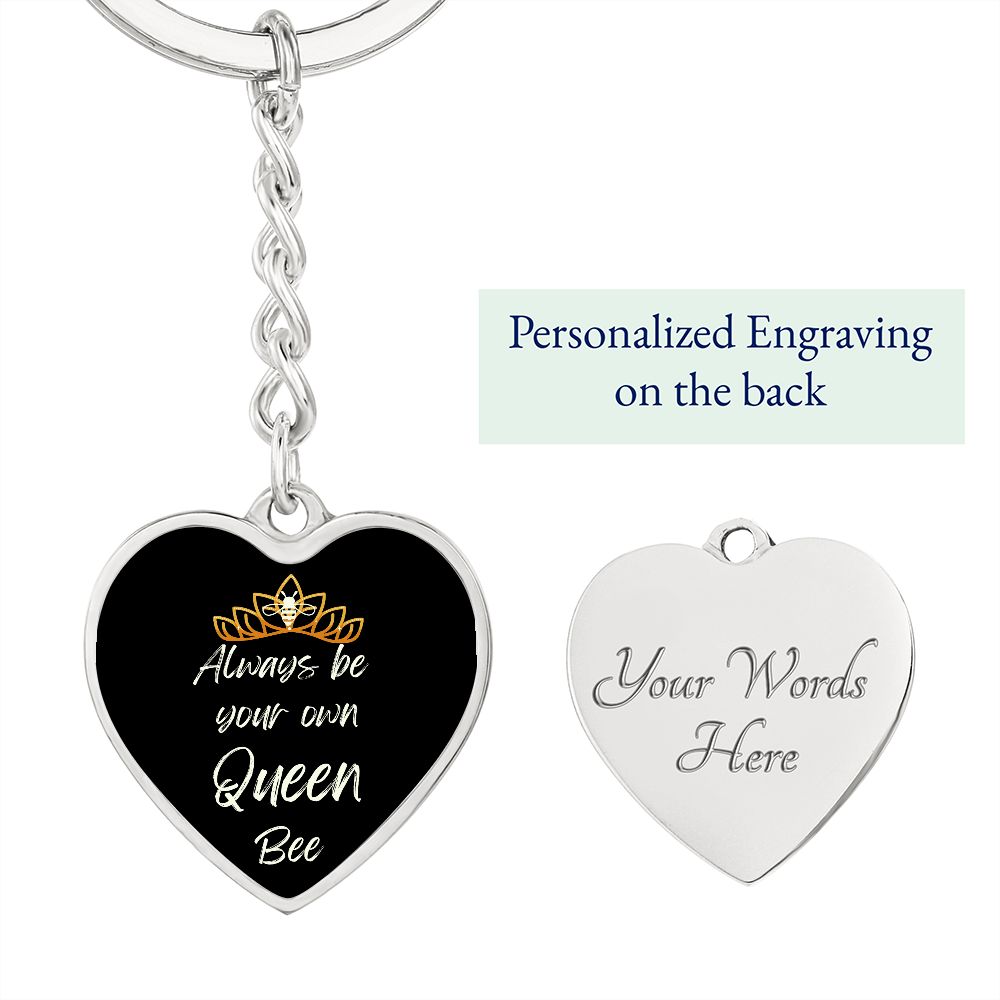 Always Queen Bee Graphic Heart Keychain