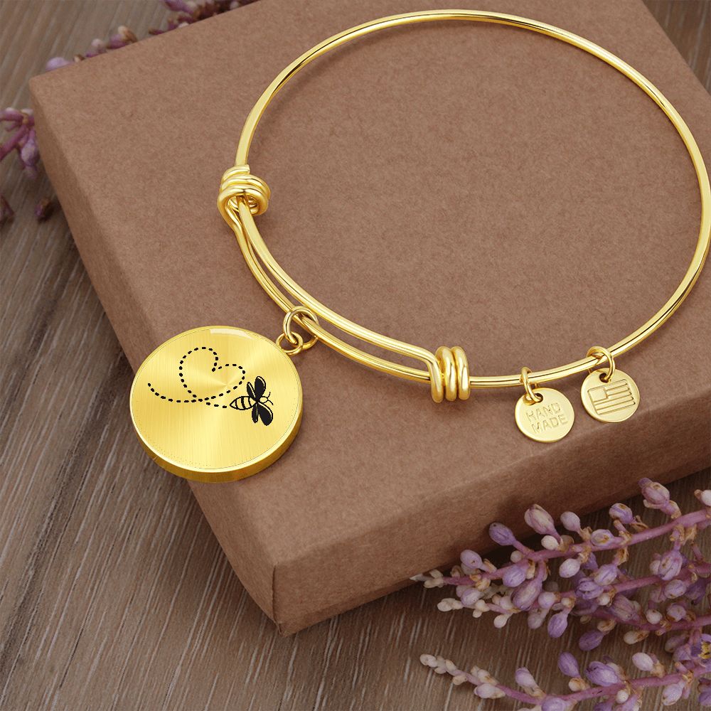 Heart Flight Path Bee Adjustable Bangle Bracelet