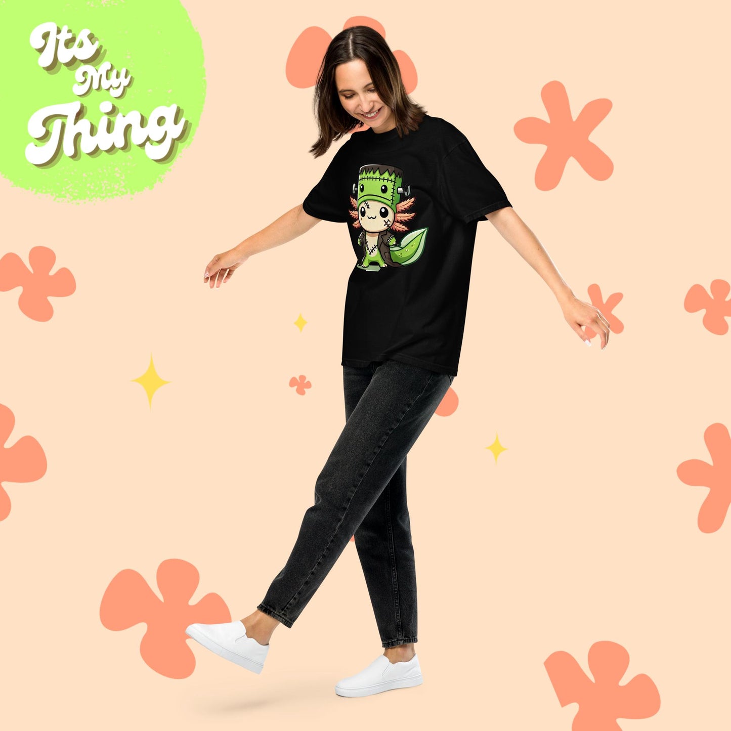 Halloween Axolotl Frankenstein Unisex garment-dyed heavyweight t-shirt