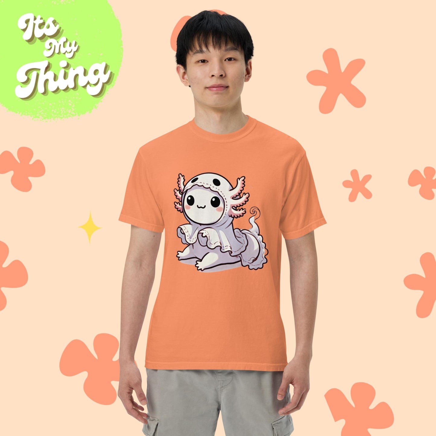 Halloween Axolotl Ghost Unisex garment-dyed heavyweight t-shirt