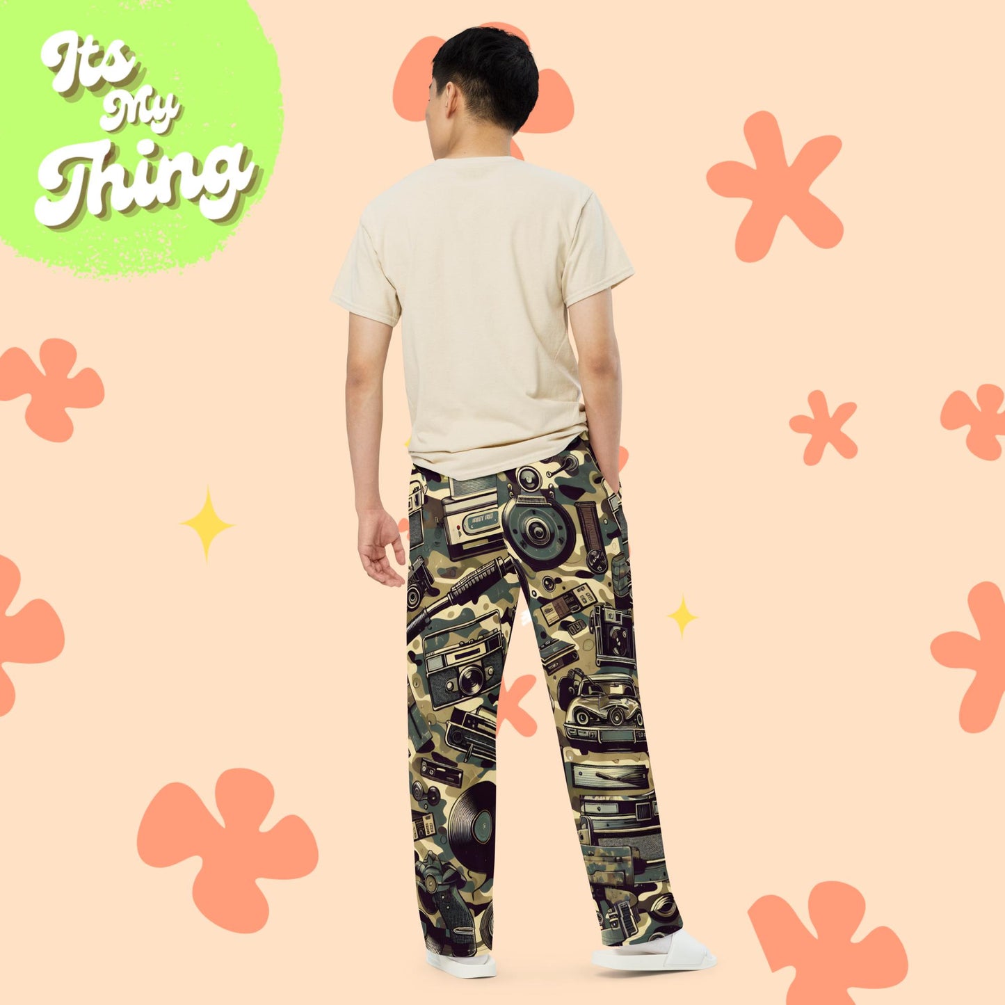 Retro CamoAll-over print unisex wide-leg pants
