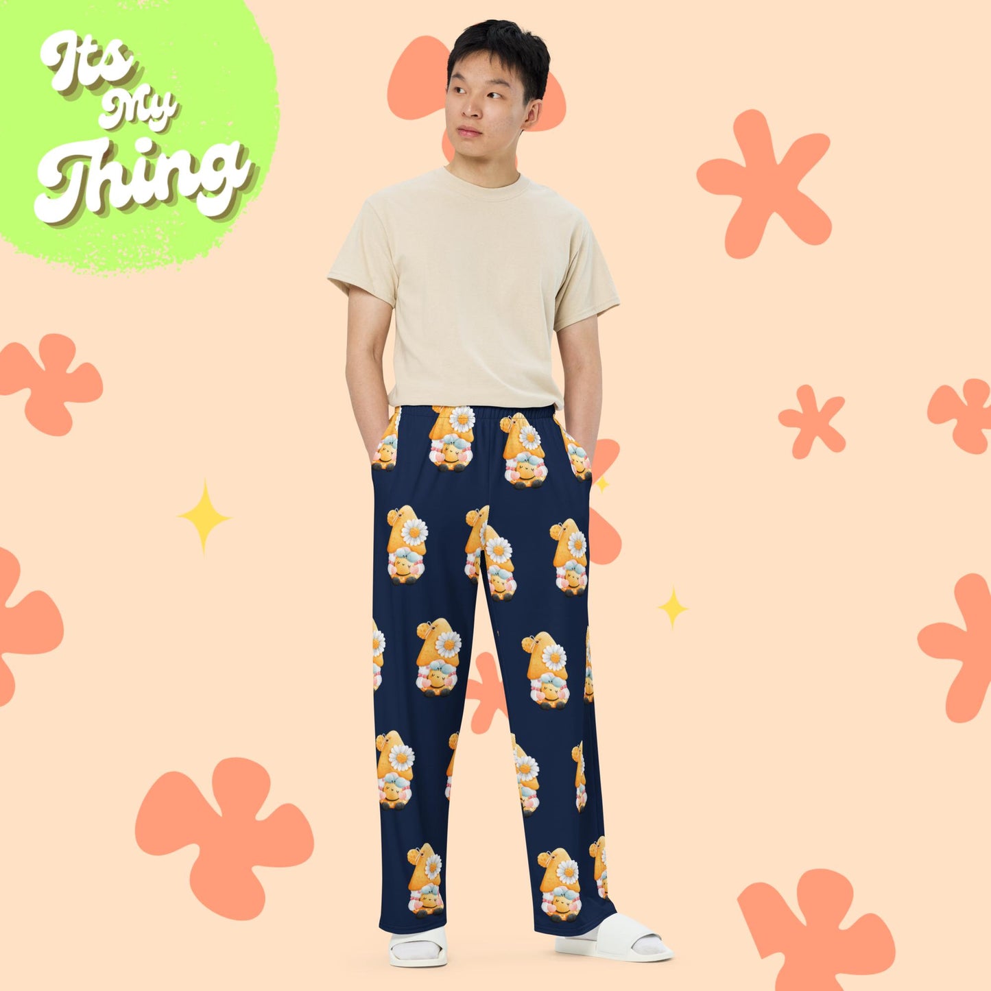 Bee Hugger All-over print unisex wide-leg pants
