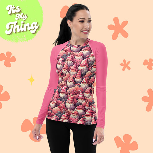 Gnomes in Pink Women's Rash Guard
