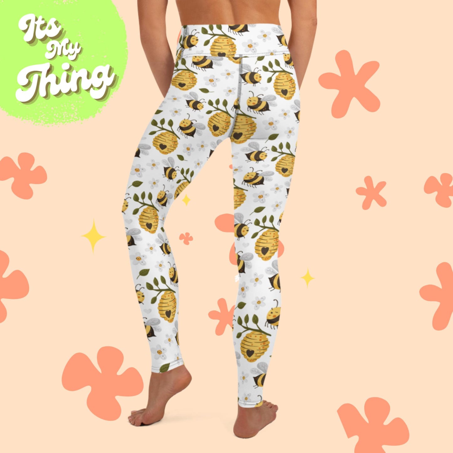 Heart Beehive Yoga Leggings