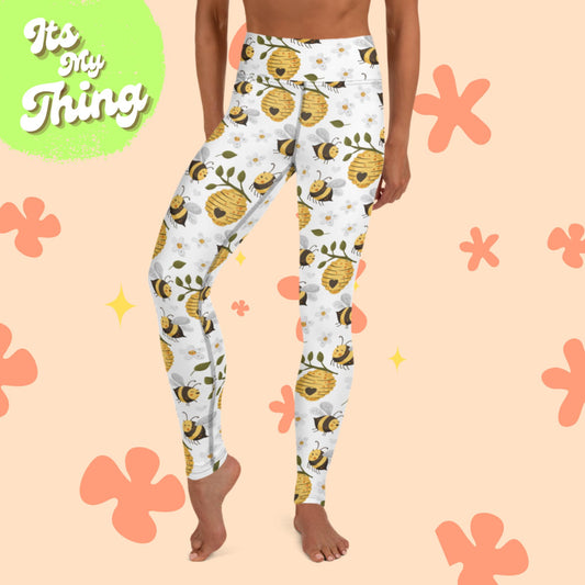 Heart Beehive Yoga Leggings