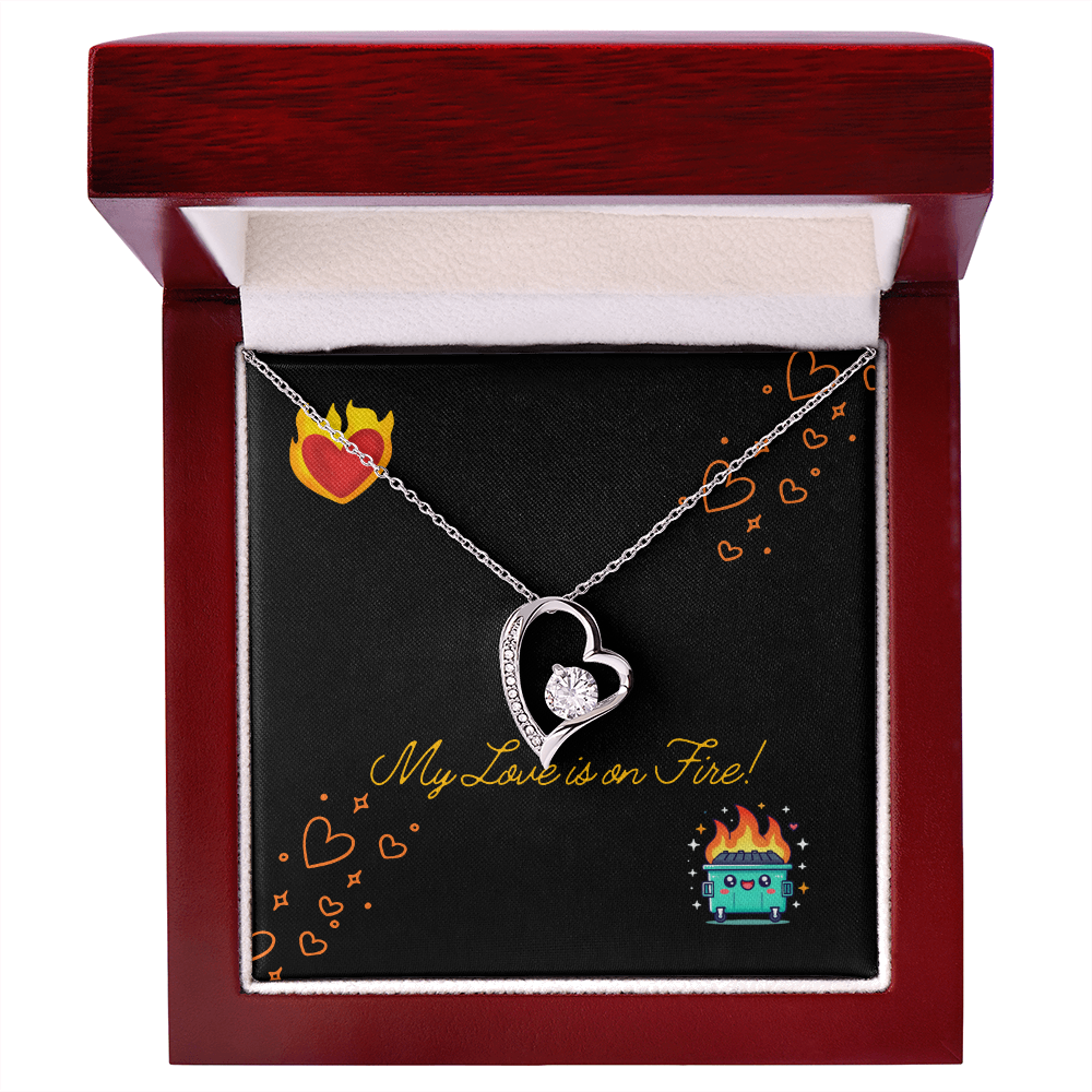 My Love Is On Fire Heart Necklace