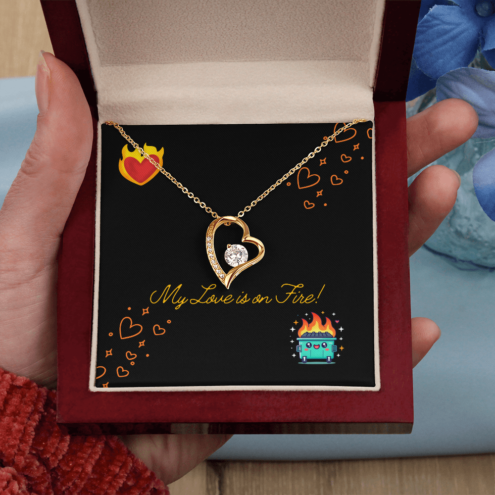 My Love Is On Fire Heart Necklace
