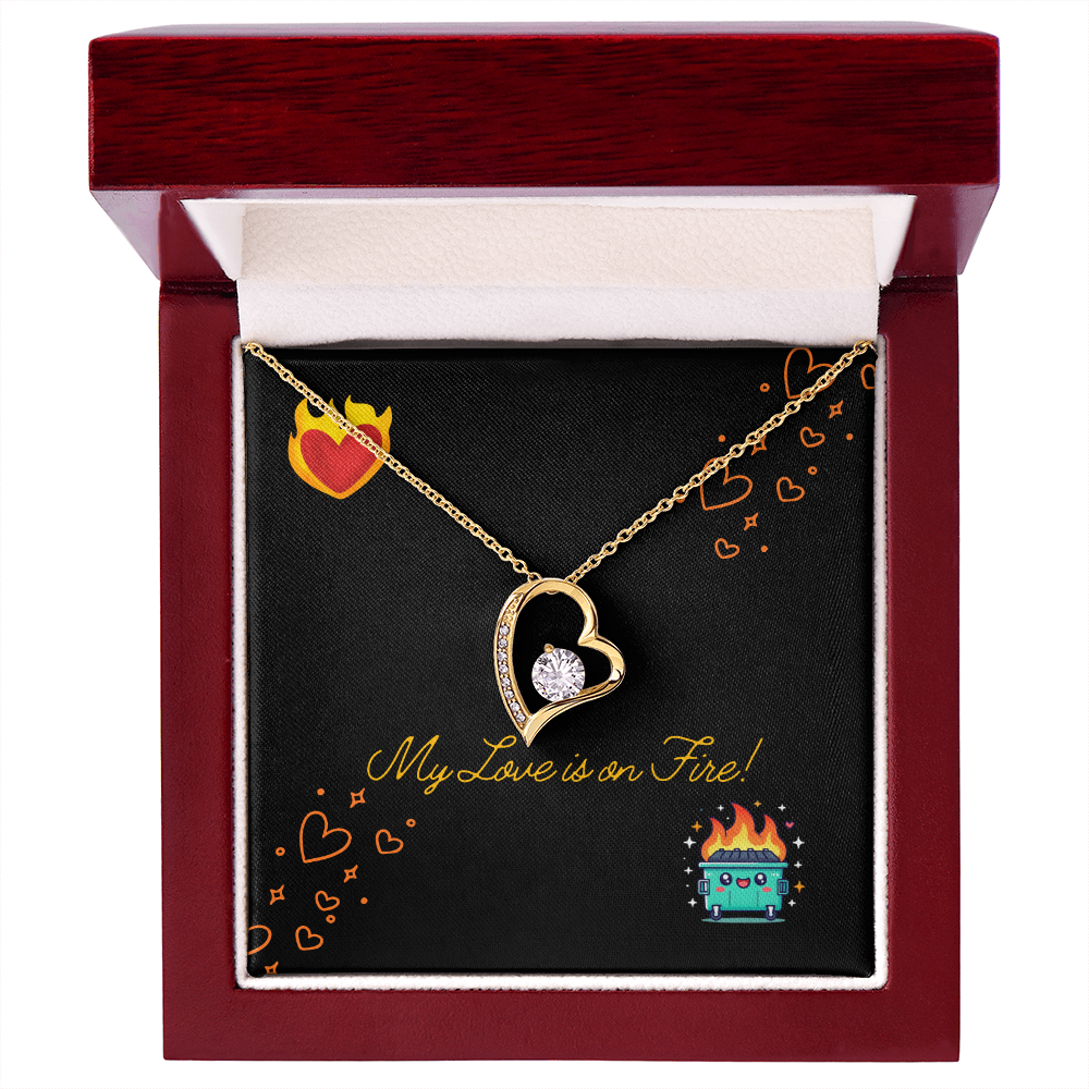 My Love Is On Fire Heart Necklace
