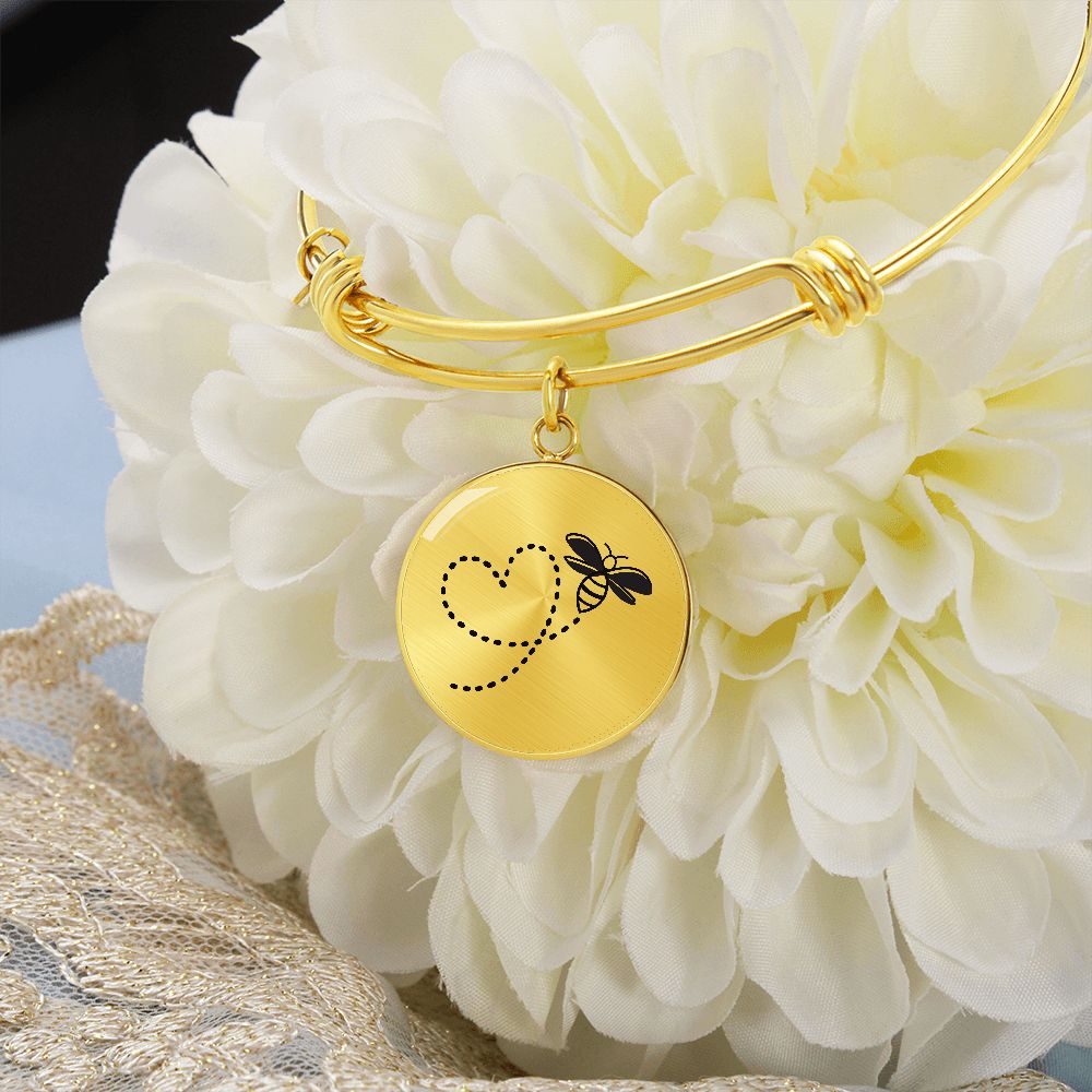 Heart Flight Path Bee Adjustable Bangle Bracelet