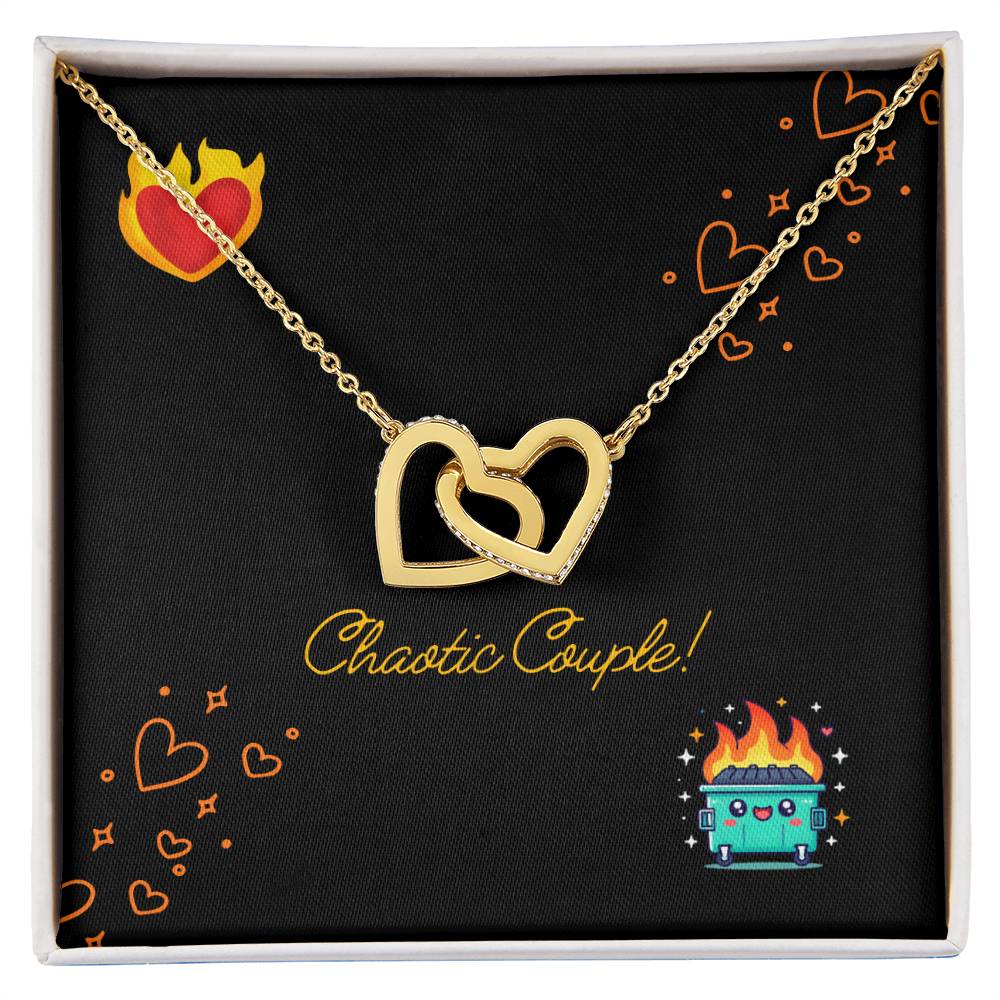 Chaotic Couple Interlocking Hearts Necklace