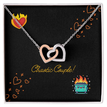 Chaotic Couple Interlocking Hearts Necklace