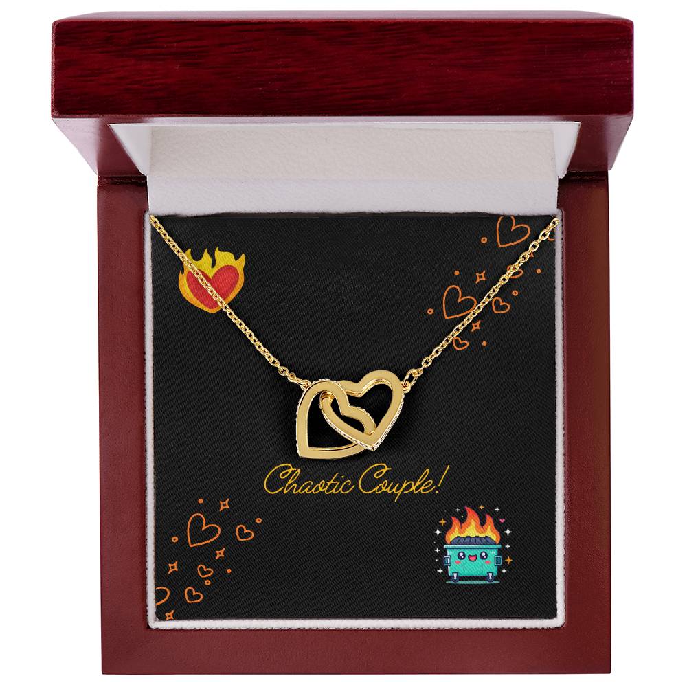 Chaotic Couple Interlocking Hearts Necklace
