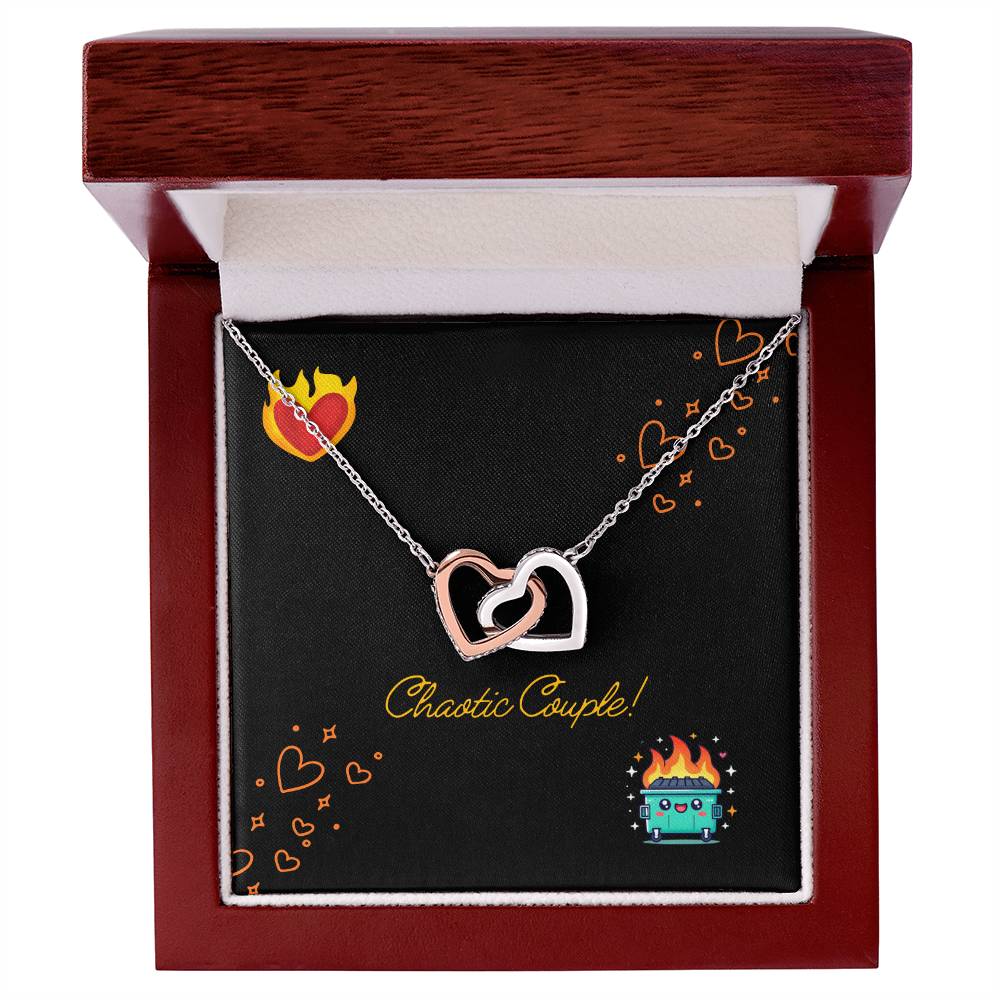 Chaotic Couple Interlocking Hearts Necklace
