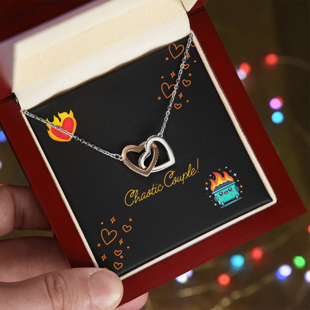 Chaotic Couple Interlocking Hearts Necklace