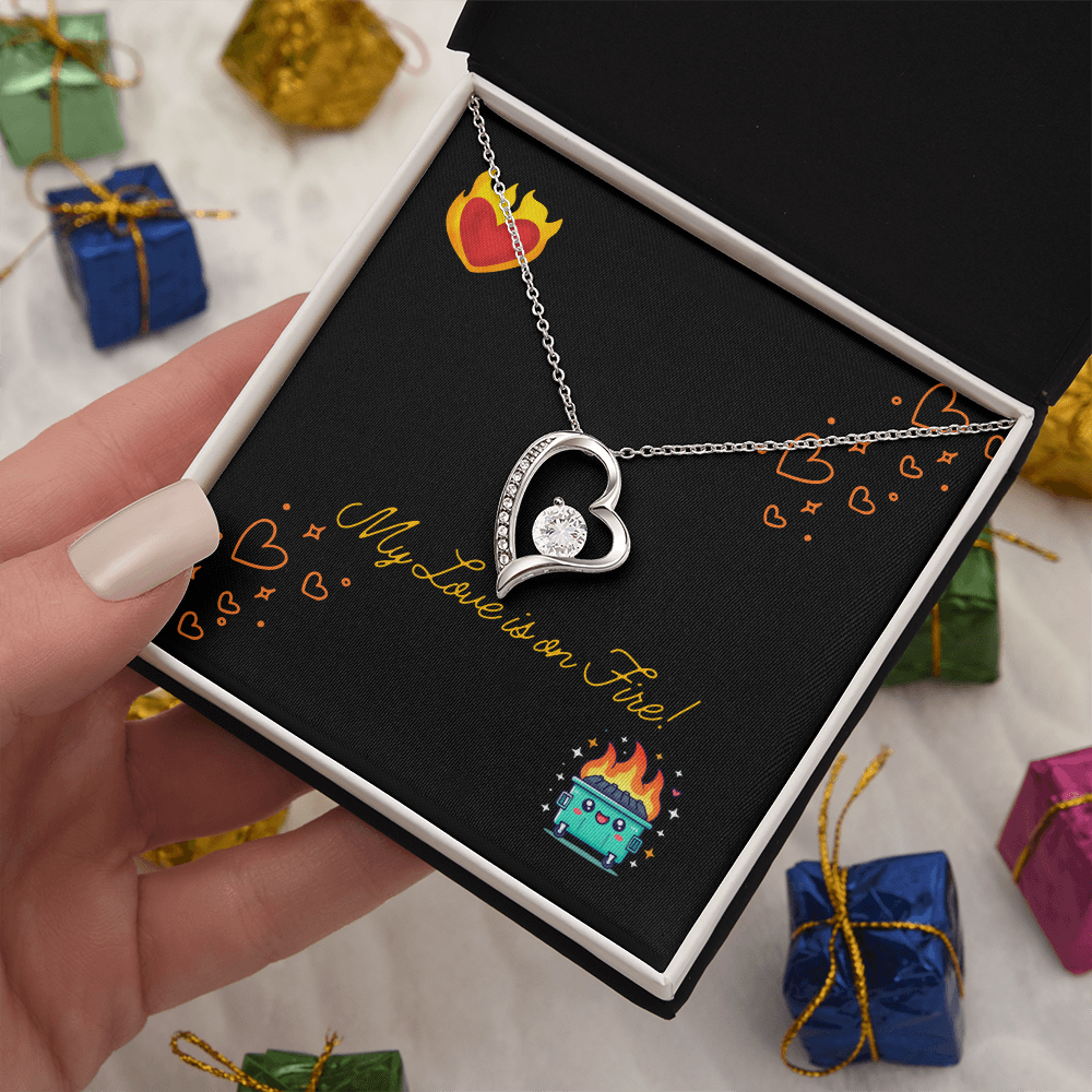 My Love Is On Fire Heart Necklace