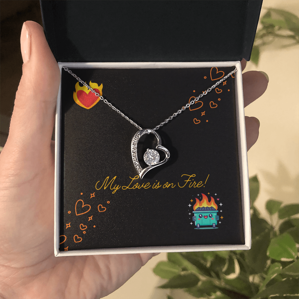 My Love Is On Fire Heart Necklace