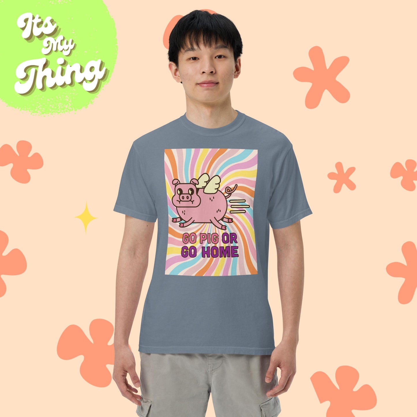 Go Pig Men’s Garment-dyed Heavyweight T-shirt