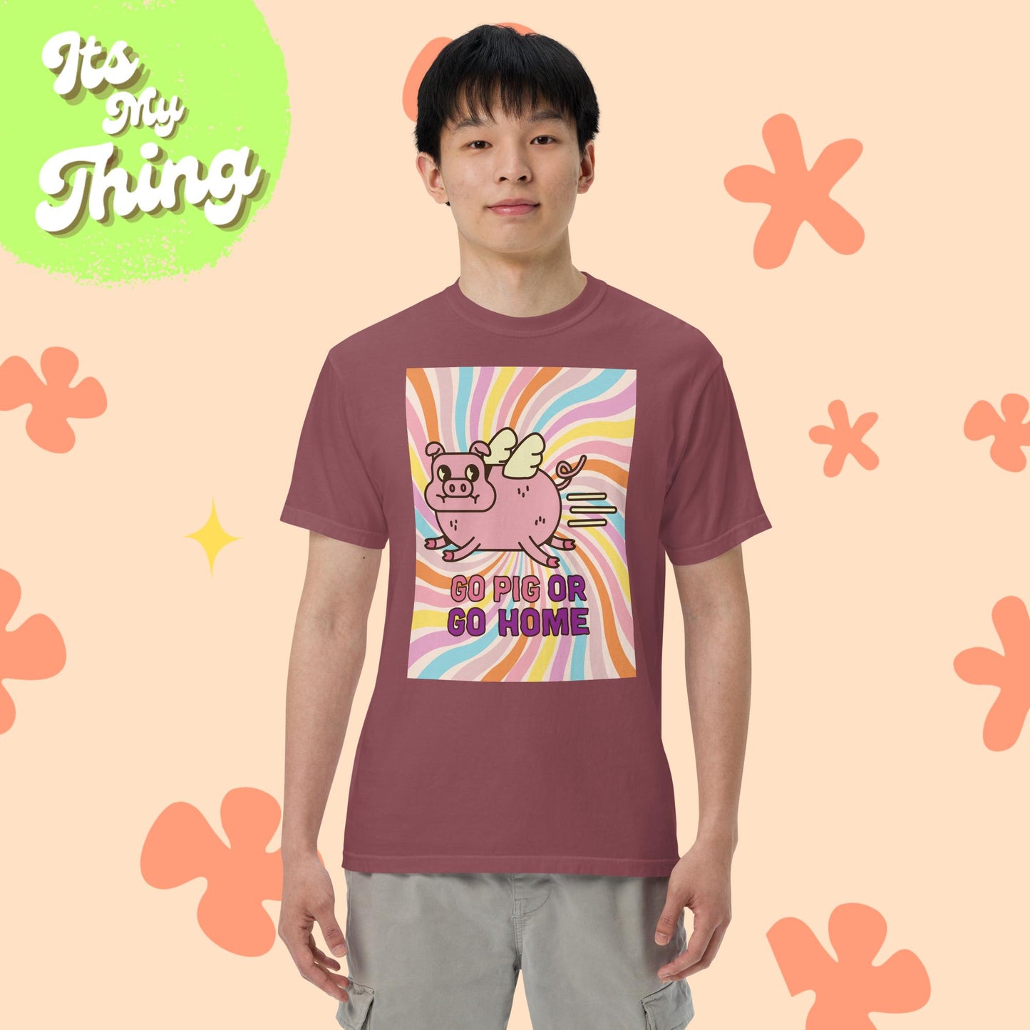 Go Pig Men’s Garment-dyed Heavyweight T-shirt