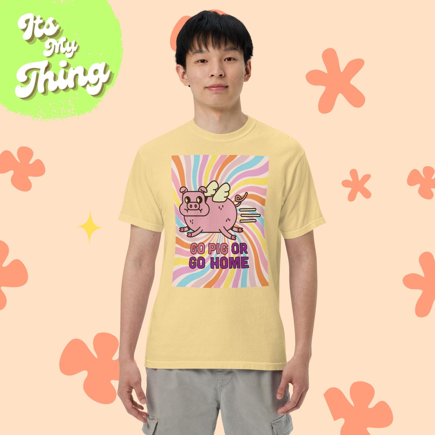 Go Pig Men’s Garment-dyed Heavyweight T-shirt