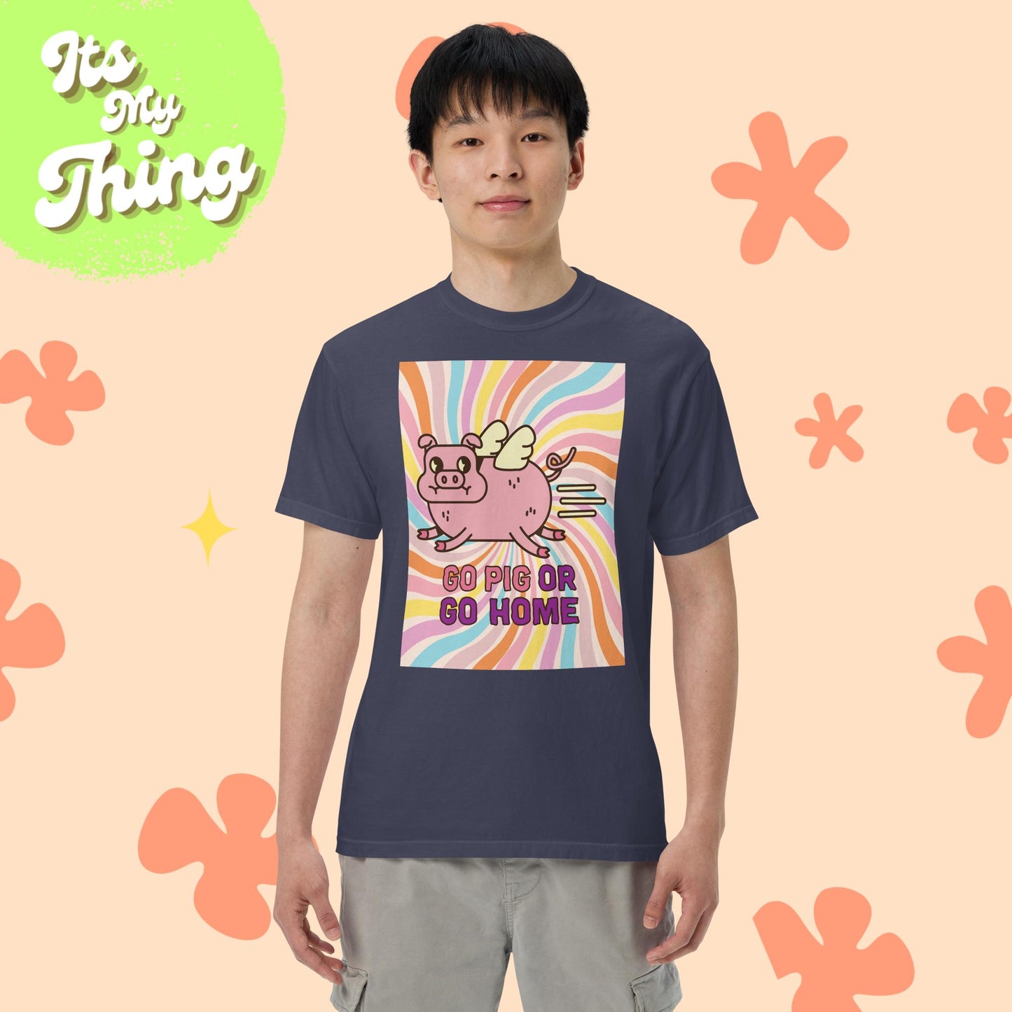 Go Pig Men’s Garment-dyed Heavyweight T-shirt