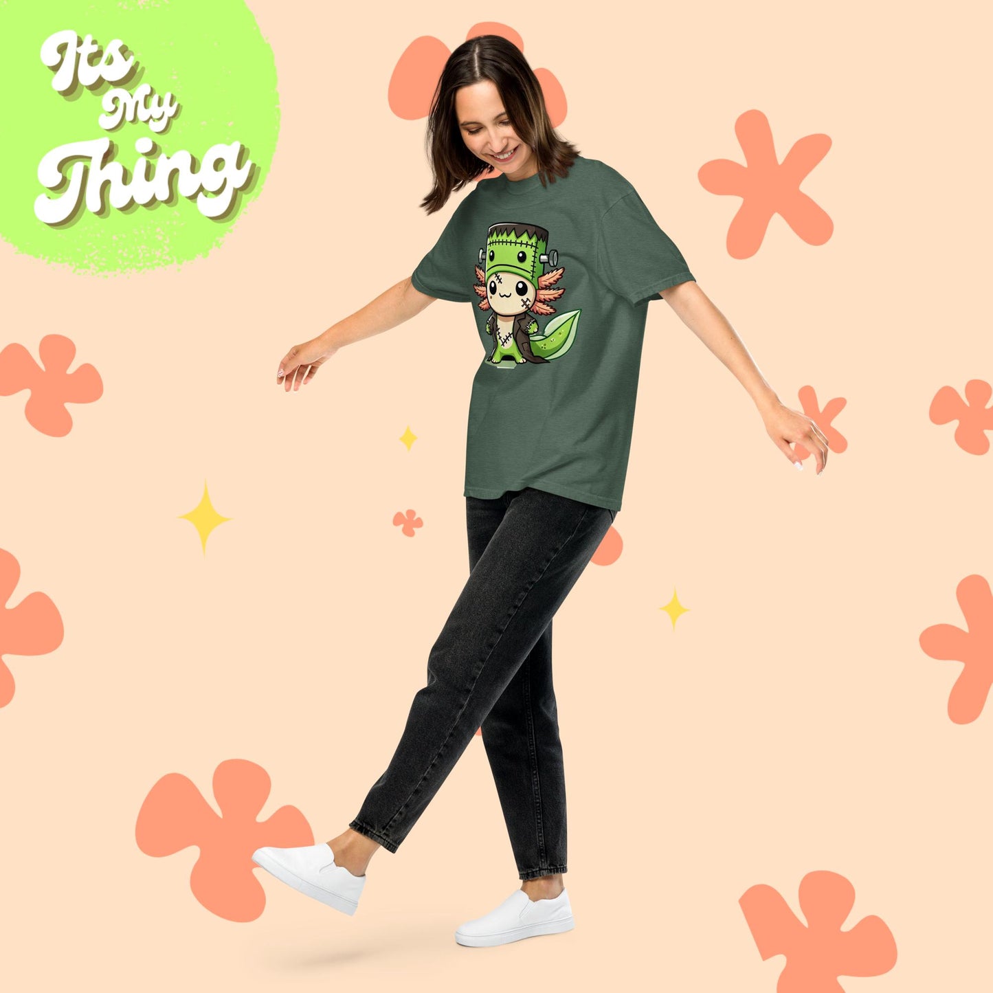 Halloween Axolotl Frankenstein Unisex garment-dyed heavyweight t-shirt
