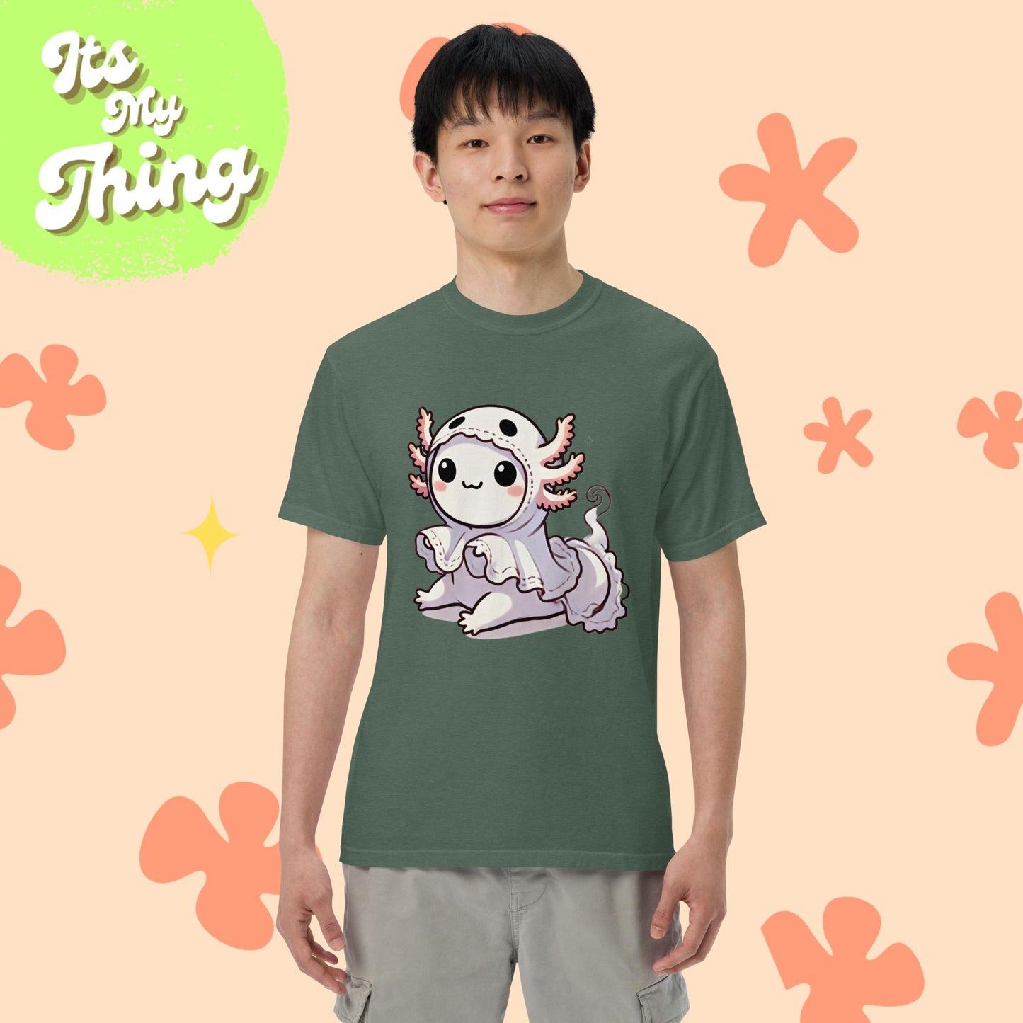 Halloween Axolotl Ghost Unisex garment-dyed heavyweight t-shirt