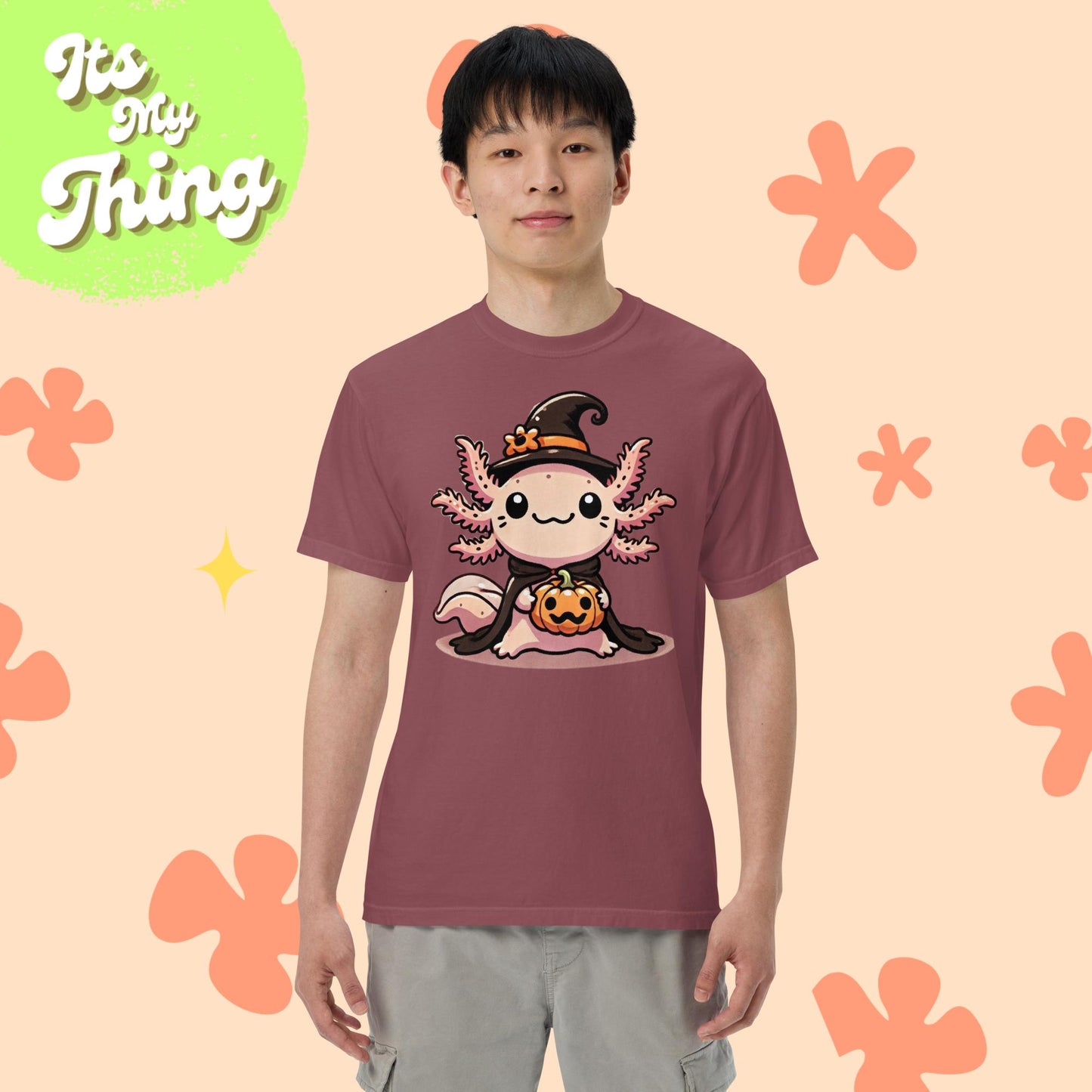 Halloween Axolotl Witch Unisex garment-dyed heavyweight t-shirt