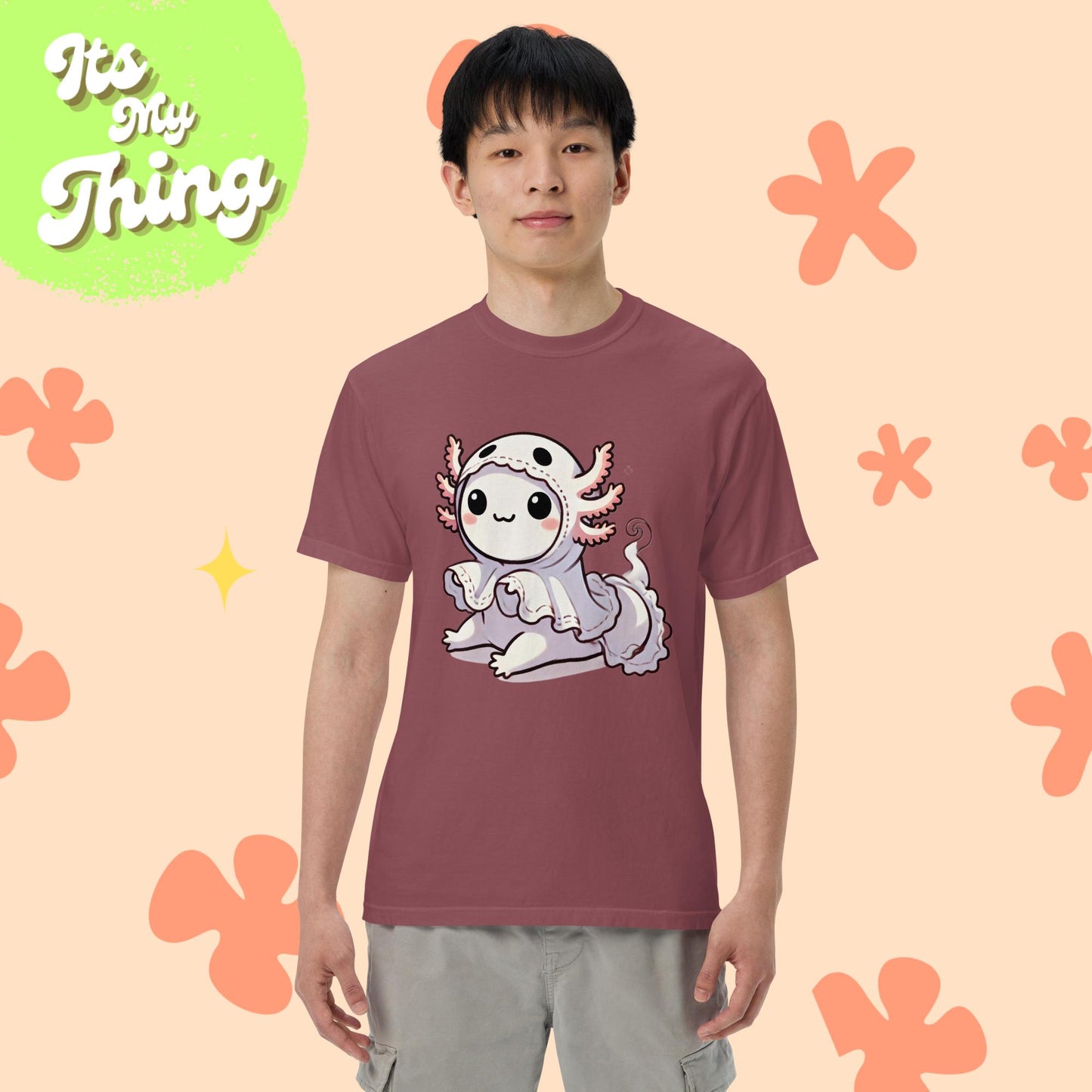 Halloween Axolotl Ghost Unisex garment-dyed heavyweight t-shirt