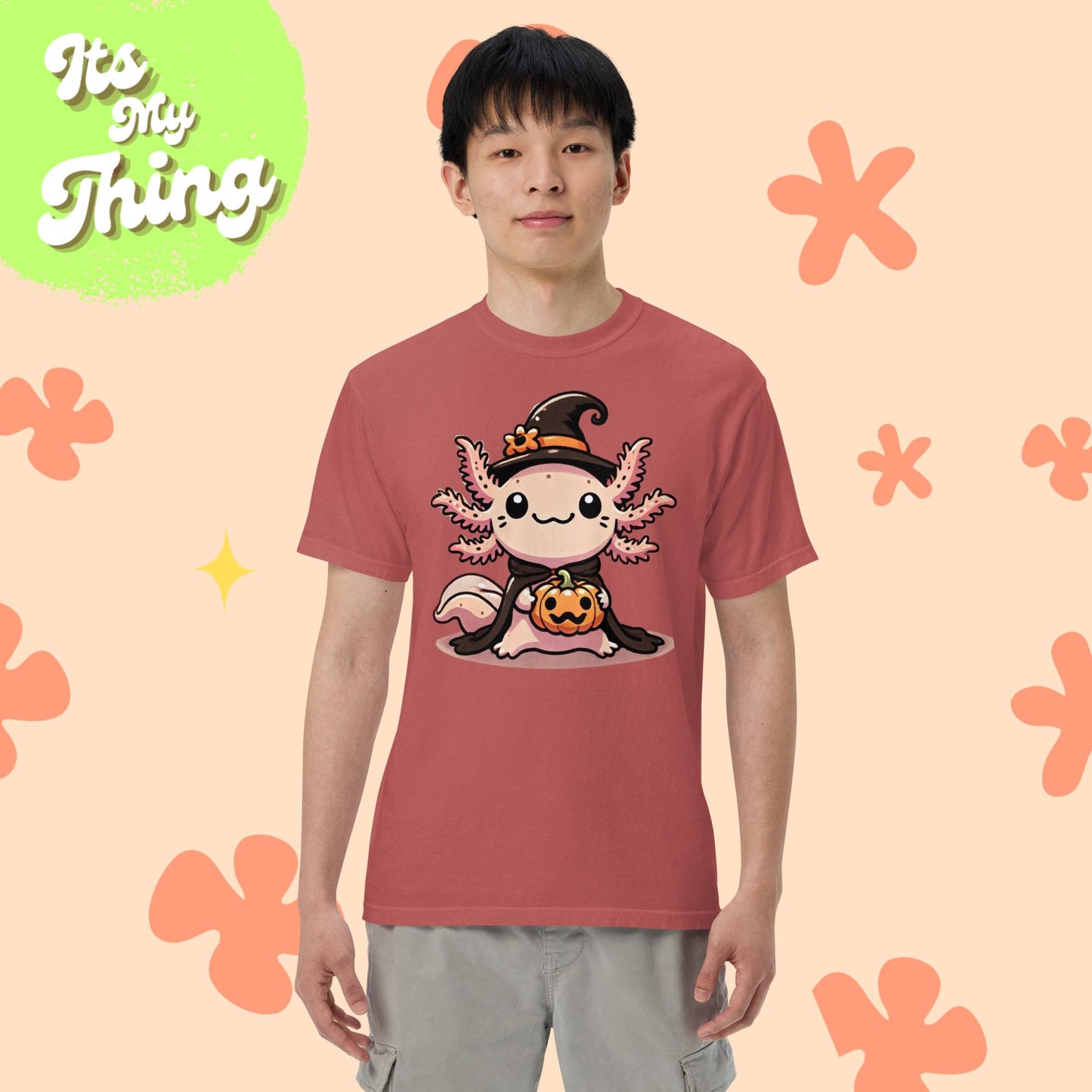 Halloween Axolotl Witch Unisex garment-dyed heavyweight t-shirt