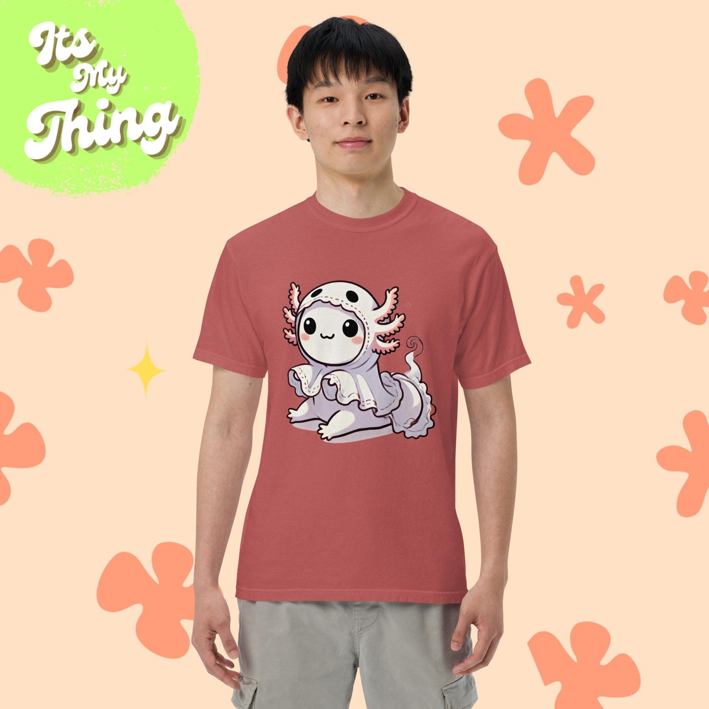 Halloween Axolotl Ghost Unisex garment-dyed heavyweight t-shirt