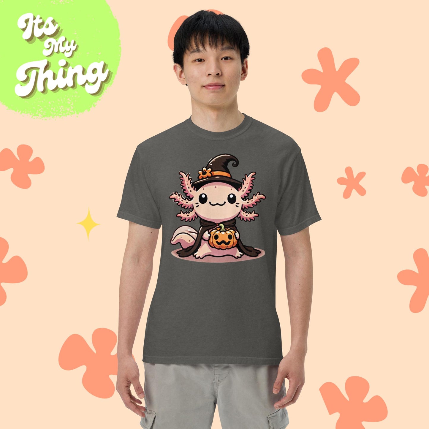 Halloween Axolotl Witch Unisex garment-dyed heavyweight t-shirt