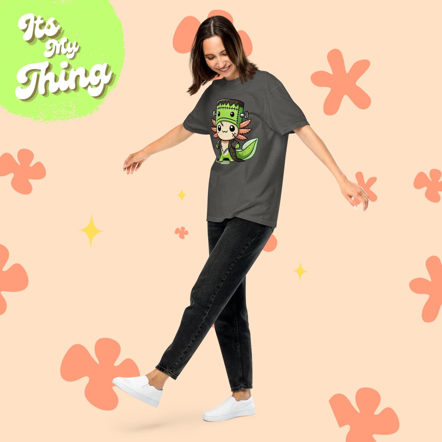 Halloween Axolotl Frankenstein Unisex garment-dyed heavyweight t-shirt