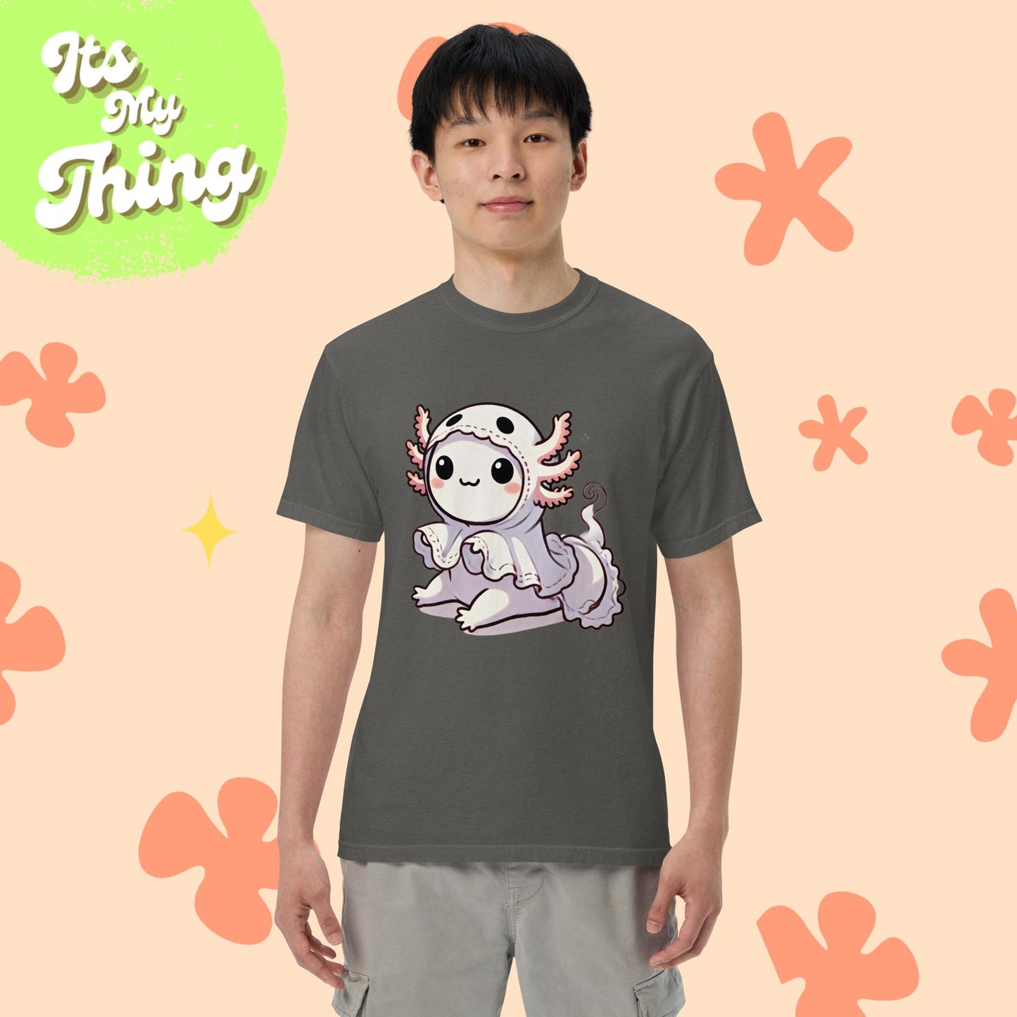 Halloween Axolotl Ghost Unisex garment-dyed heavyweight t-shirt