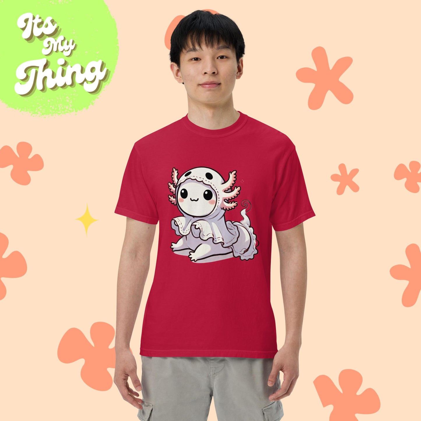 Halloween Axolotl Ghost Unisex garment-dyed heavyweight t-shirt