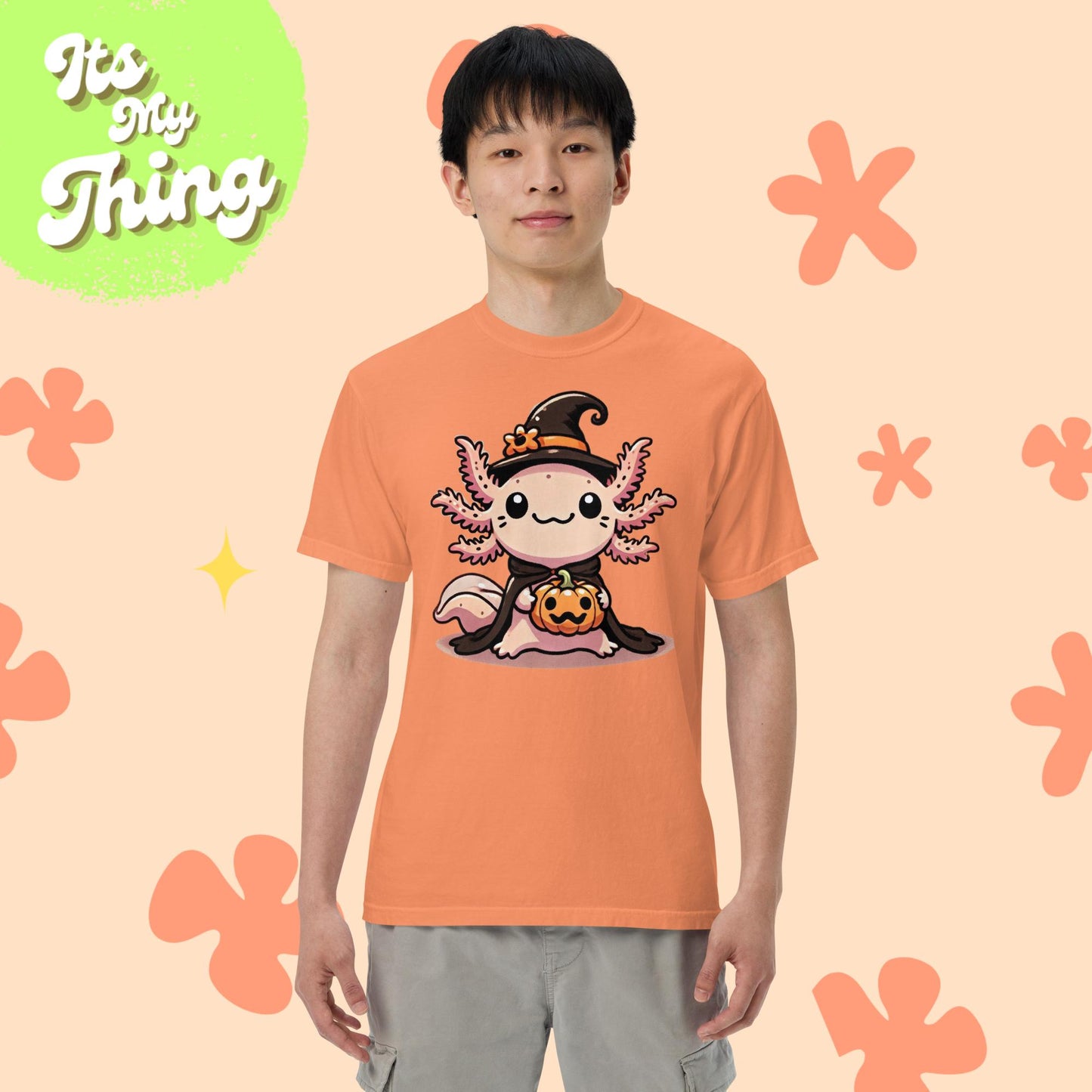 Halloween Axolotl Witch Unisex garment-dyed heavyweight t-shirt