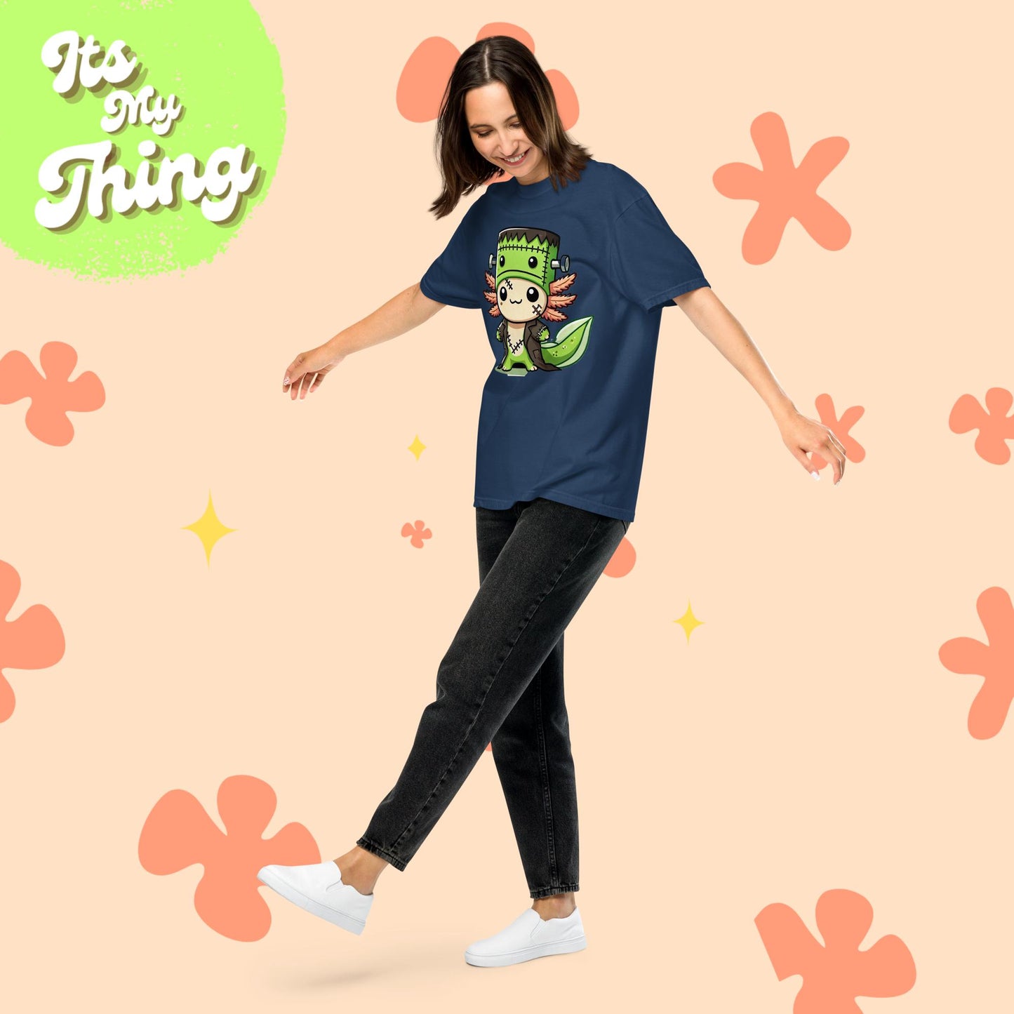 Halloween Axolotl Frankenstein Unisex garment-dyed heavyweight t-shirt