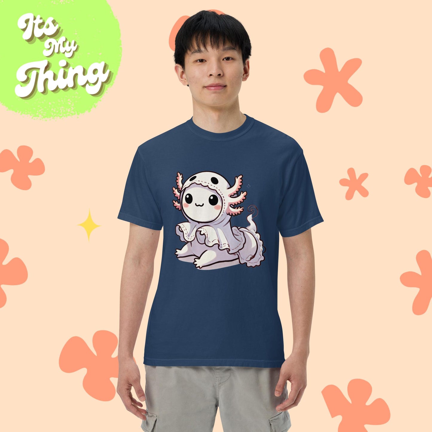 Halloween Axolotl Ghost Unisex garment-dyed heavyweight t-shirt