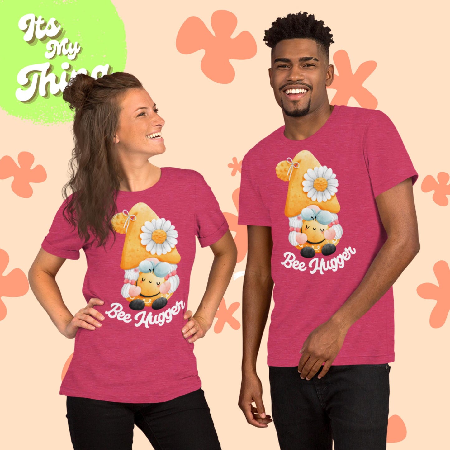Bee Hugger Gnome Unisex t-shirt (White Lettering)