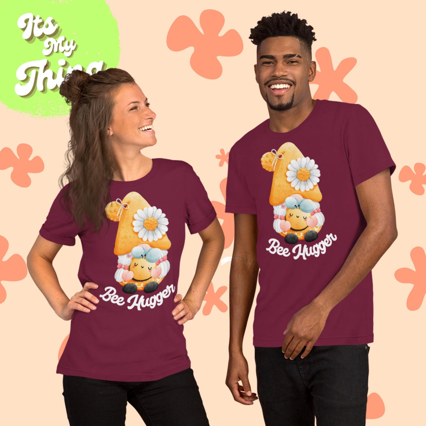 Bee Hugger Gnome Unisex t-shirt (White Lettering)