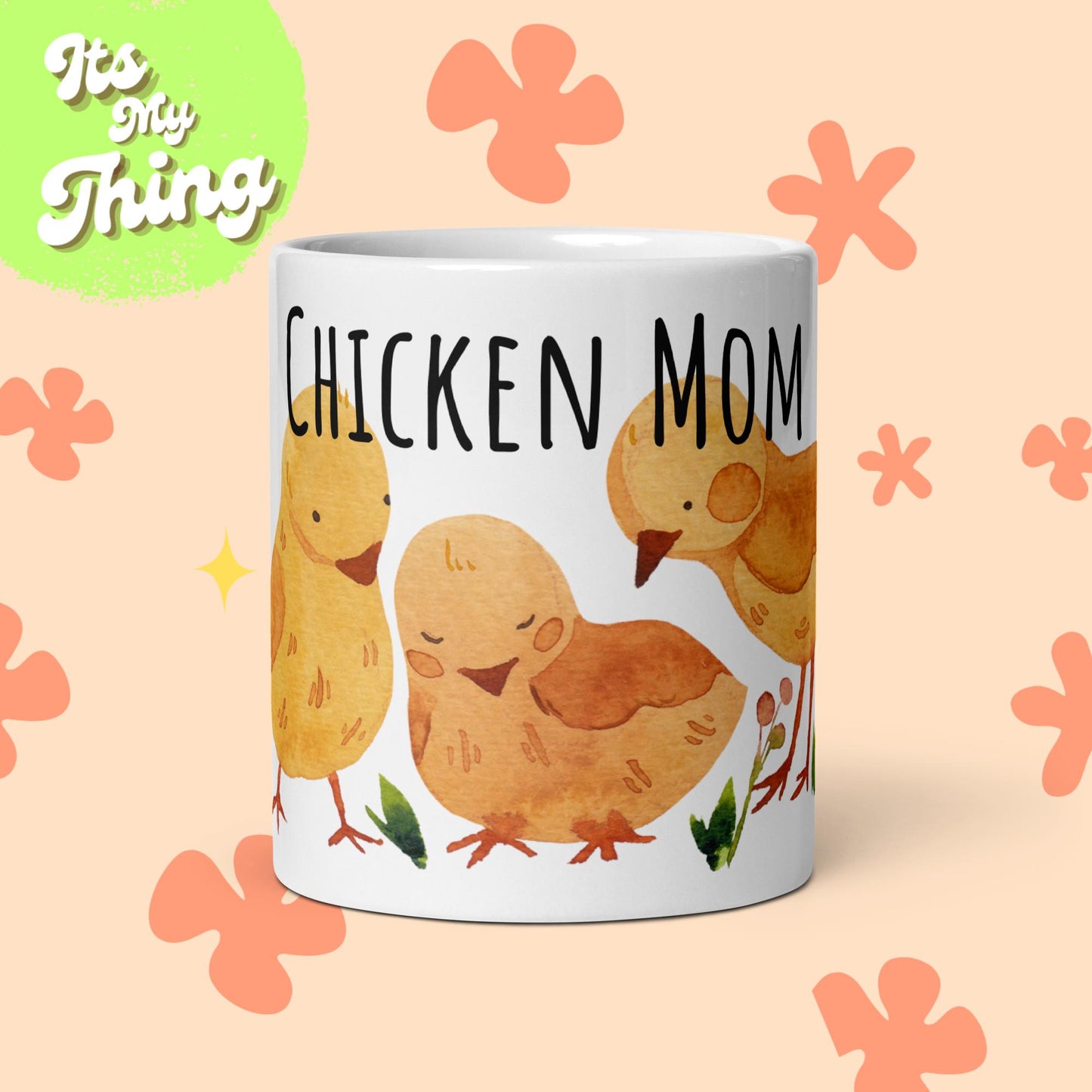 Chicken Mom White glossy mug